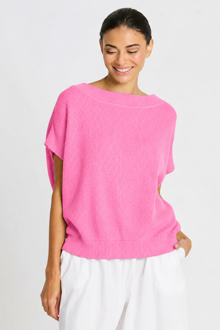Square Thermal Knit Tee - Bubble Gum