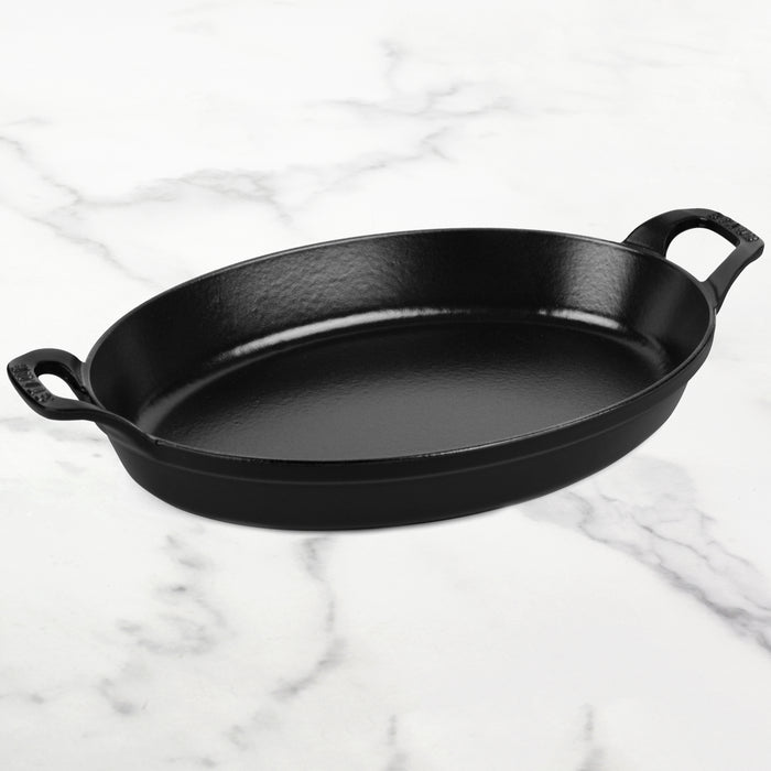 Staub Cast Iron 14.5" x 11.2" Matte Black Oval Au Gratin
