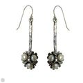 Sterling Silver Hammered Pearl Cluster Drop Earrings By Noa Zuman