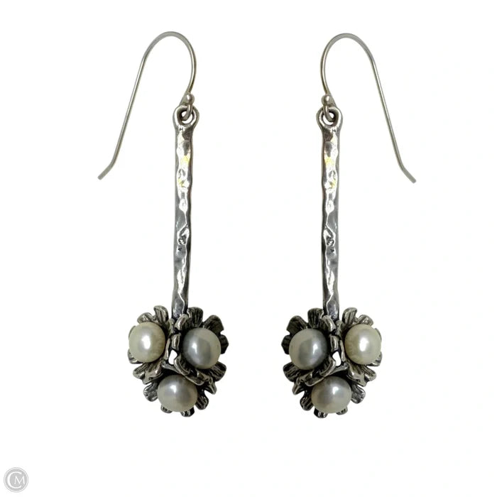 Sterling Silver Hammered Pearl Cluster Drop Earrings By Noa Zuman