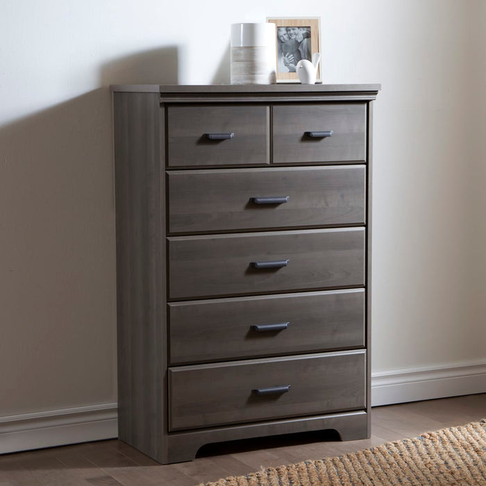 The Cristelle 5 Drawer Chest | Dark Grey
