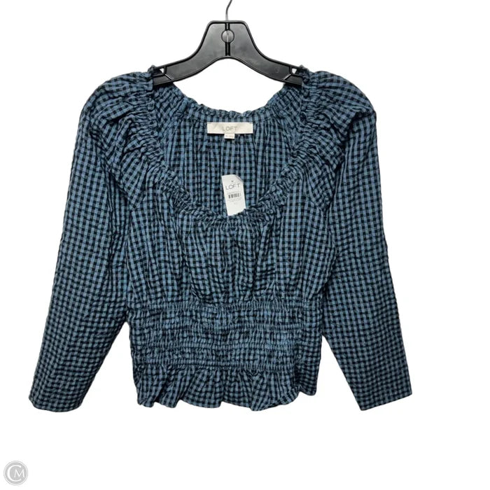 Top Long Sleeve By Loft In Black & Blue, Size: Xs