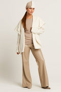 Vegan Leather Bell Bottom Pants - Fawn