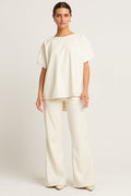 Vegan Leather Bell Bottom Pants - Stone