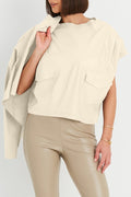 Vegan Leather Eisenhower Pullover Top - Butter