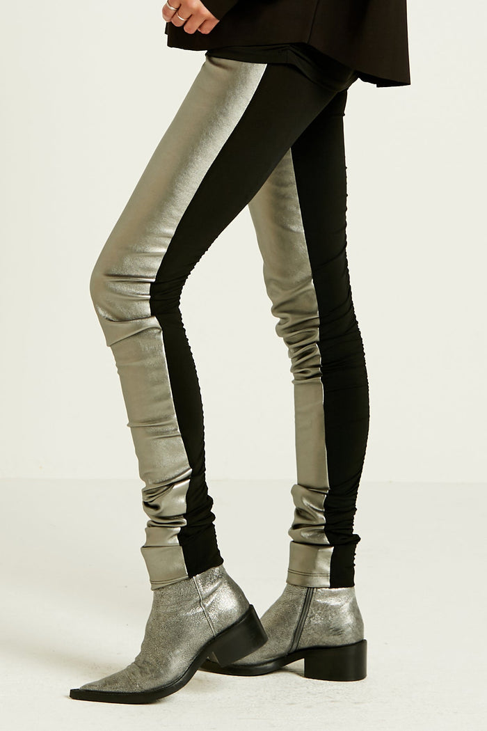 Vegan Leather Sexy Leggings - Pewter/Black