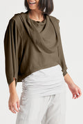 Washable Silk Jackie O Top - Army
