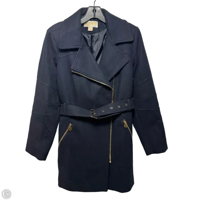 Wool Blend Coat By Michael By Michael Kors In Navy, Size: M
