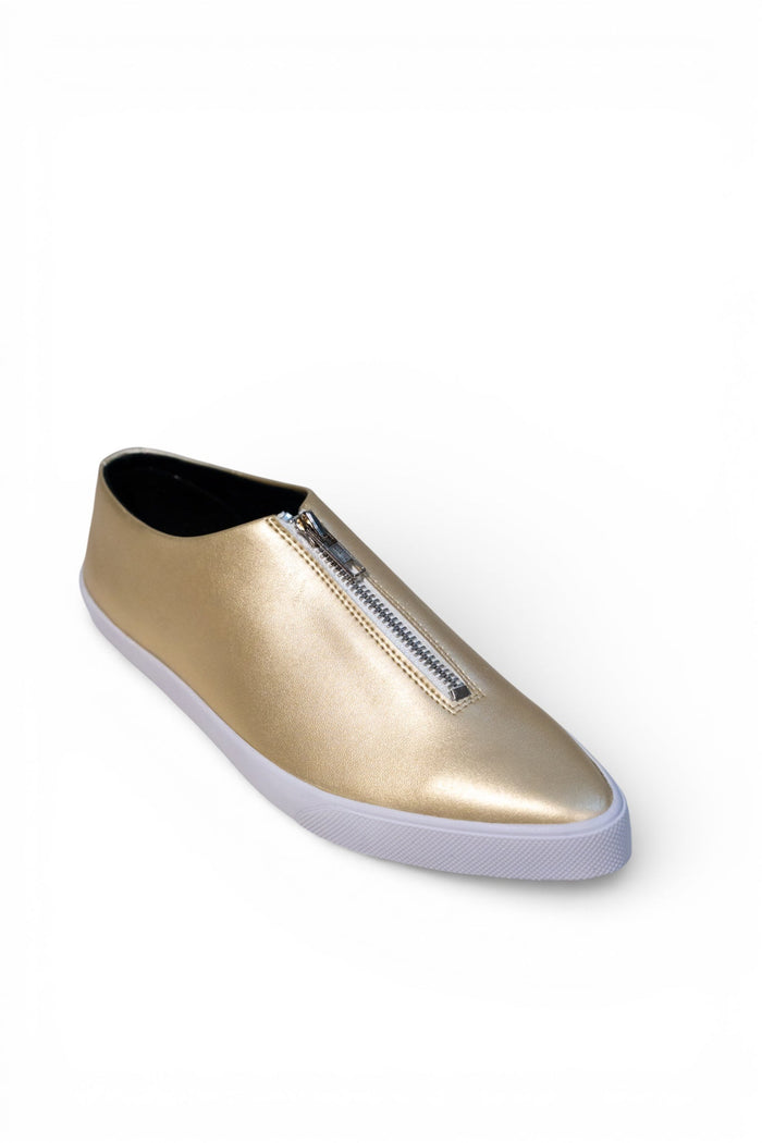 Zipped Up Sneakers - Gold - Gold
