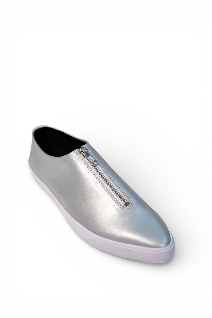 Zipped Up Sneakers - Silver - Silver